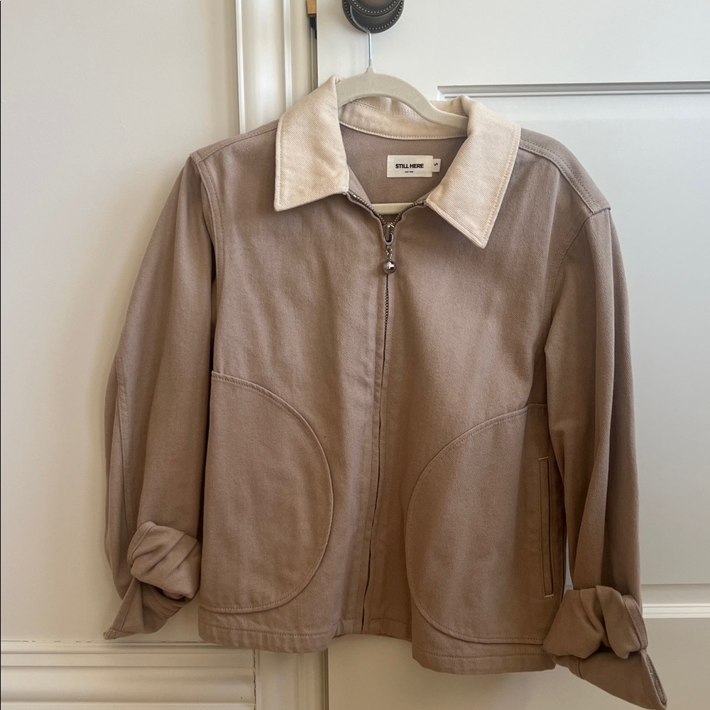Still Here Arcade  Zip-Front Jacket with Contrast Collar Small - Picture 3 of 8